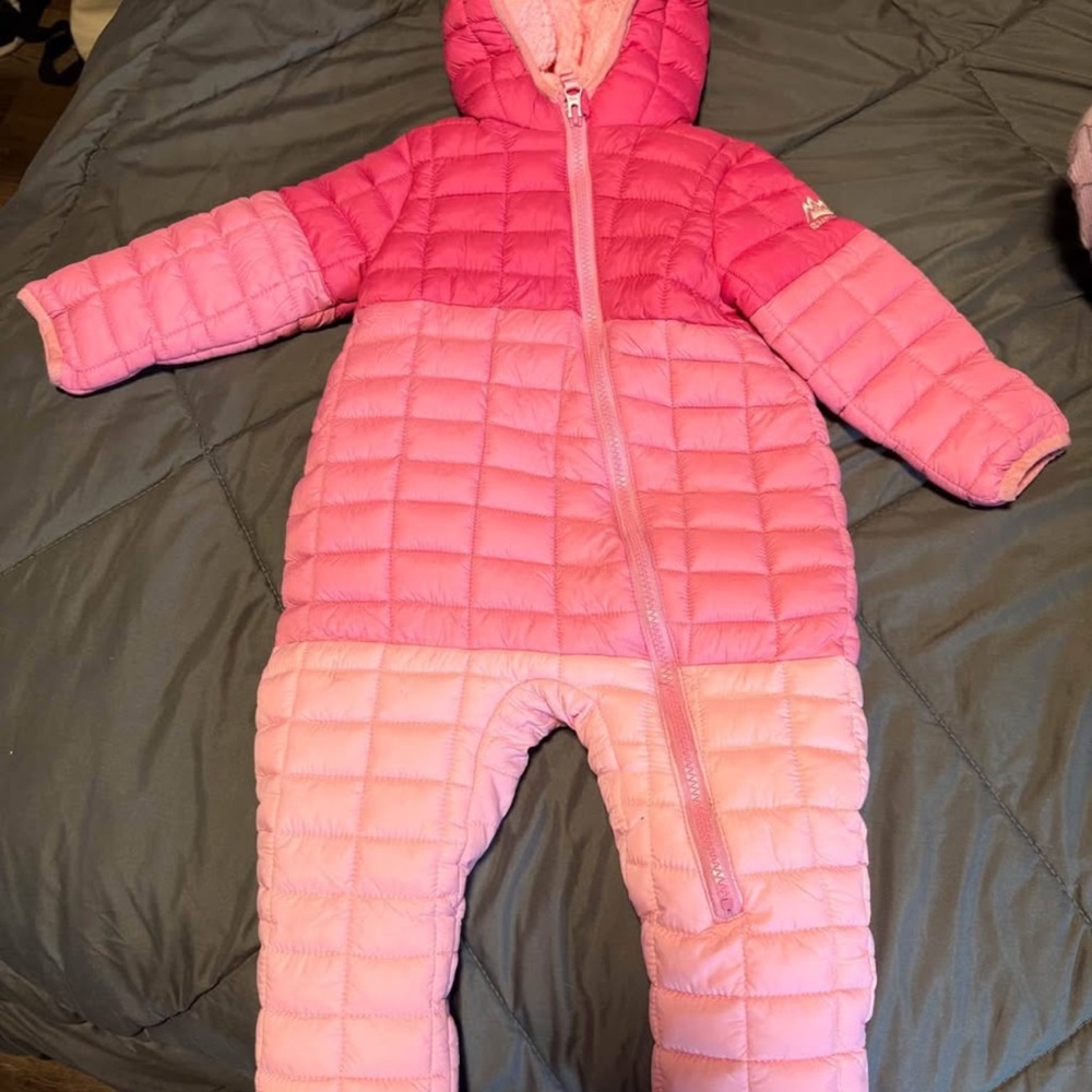 Pink Quilted Baby Snowsuit